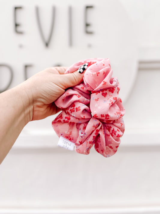 Pink Fall Floral Scrunchy for girls & women