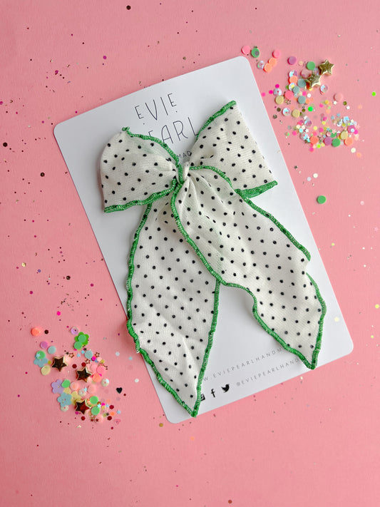 Oversized Green Polka Dot Bow