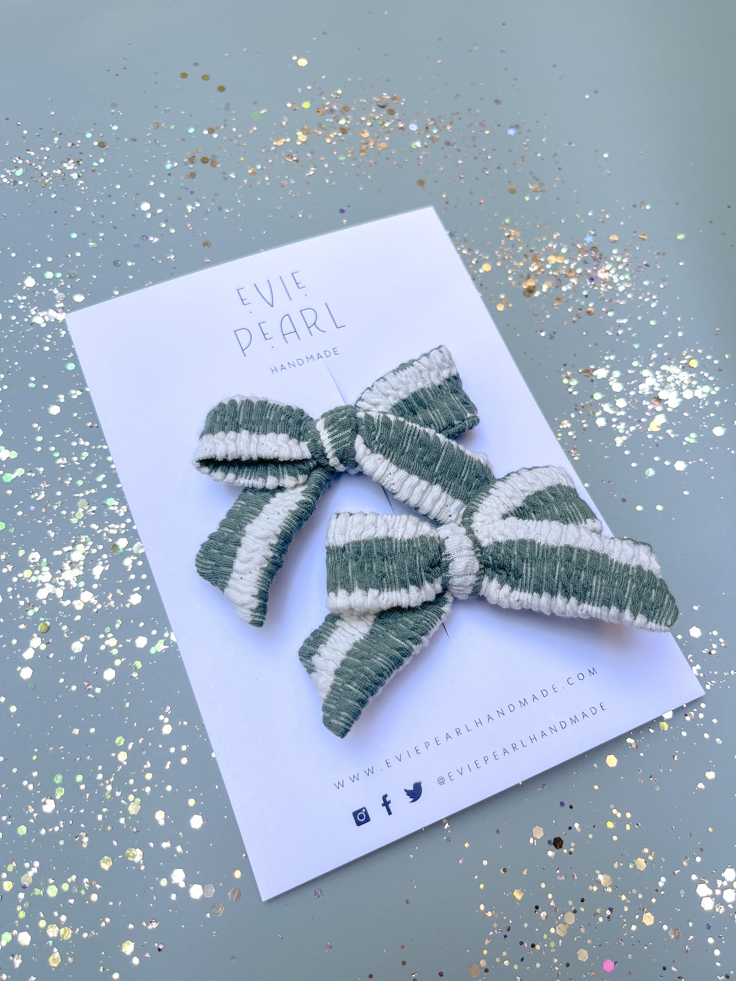 Green Stripe Small Pinwheel Pigtails
