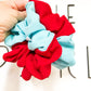 Teal & Red colorblock Oversized Scrunchie