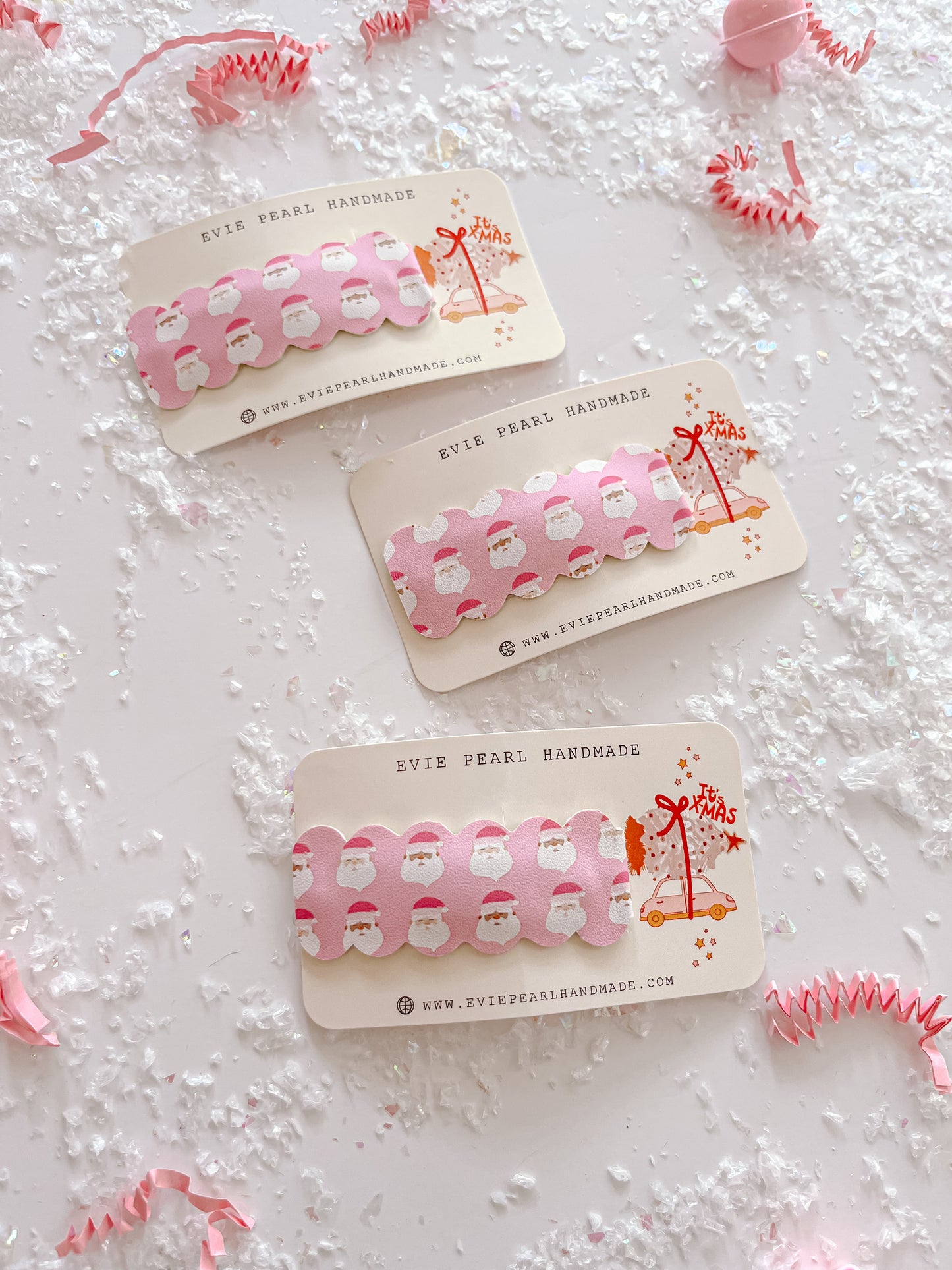 Pink Santa Single Snap Clip