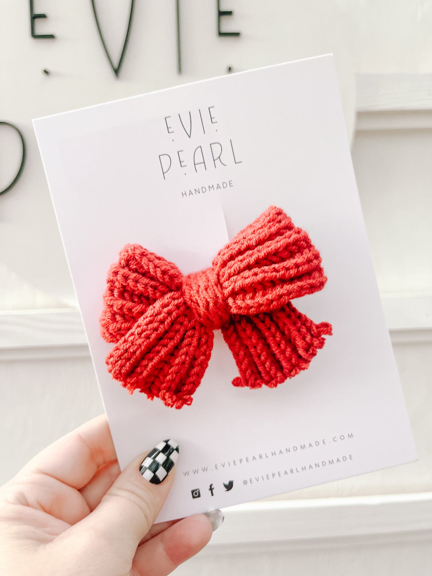 Brick Red Knit Hair Bow