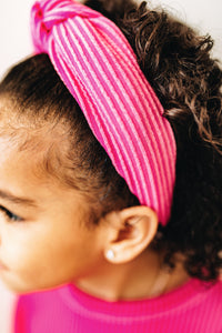 Hot Pink Ribbed Knotted Headband for Girls & Women