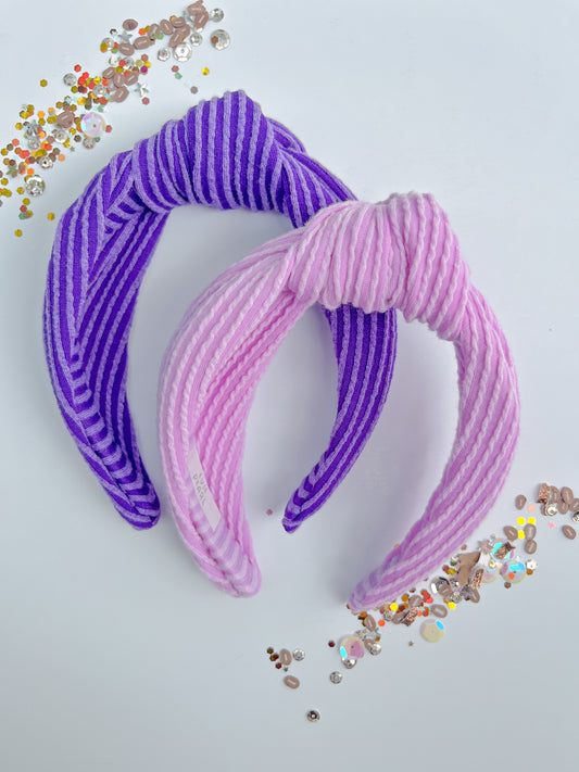Purple Ribbed Knotted Headband for girls & women