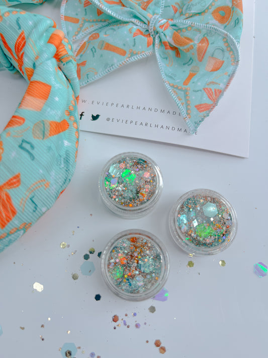 Showgirl Teal Orange & Silver Hair Glitter Gel for Girls