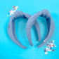 Blue Denim Ribbed Knit Knotted Headband