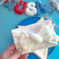 Crisp White Ribbed Baby Bow Turban