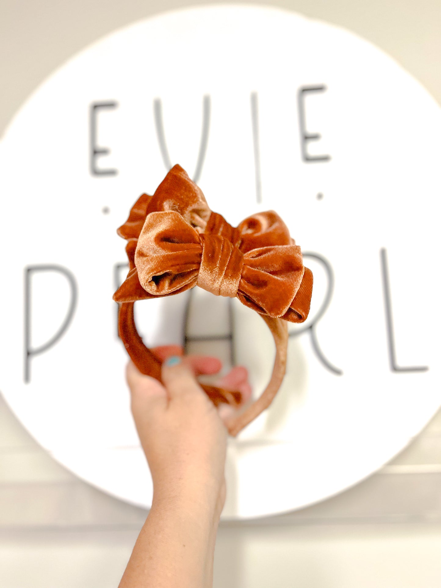 Chocolate Velvet Bow Headband