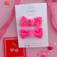 Hot Pink Velvet Knot Bow Pigtails