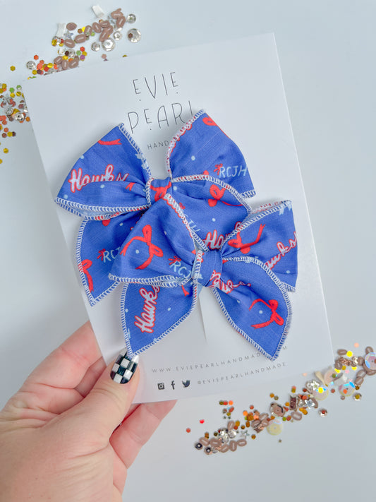 KU Rockchalk Jayhawk Small Pigtail Bows