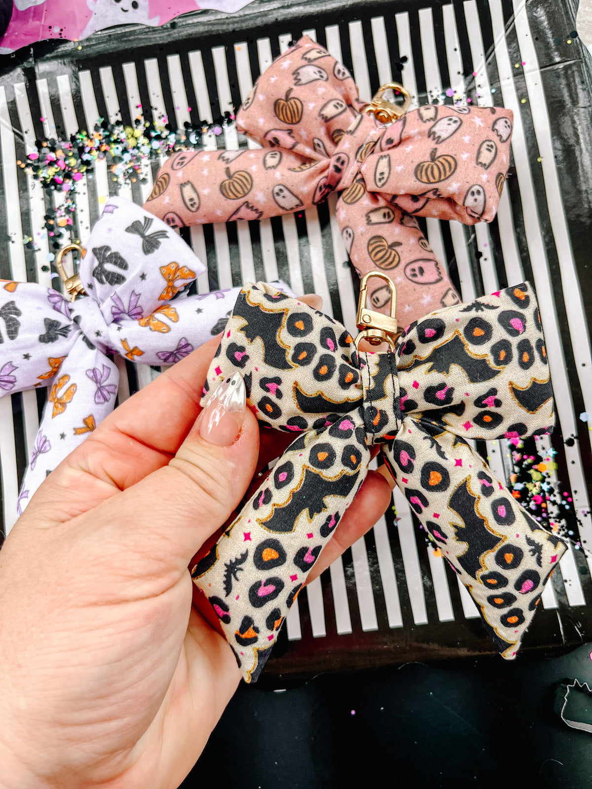 Spooky cute Halloween Puffy Bow Keychains
