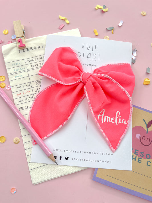 Personalized Hot Pink Oversized Bow