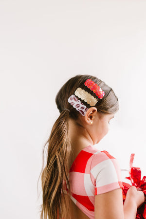 Red Leopard, Gold Glitter & Football Snap Clip Set.
