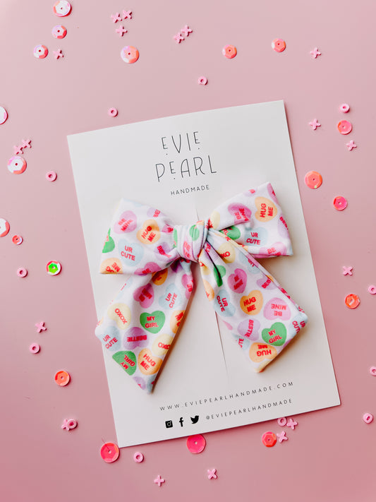 Large Conversation Heart Pinwheel Bow