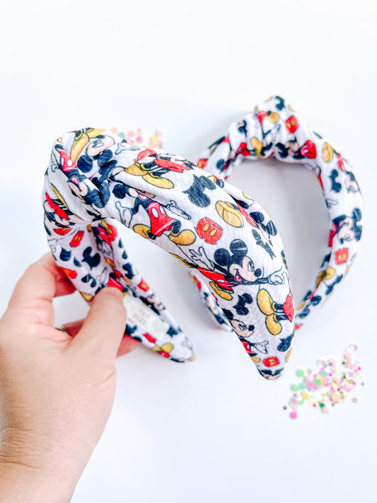 Red Classic Mouse Knotted Headband for Girls & Women