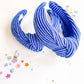 Blue Ribbed Knotted Headband