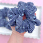 Navy Floral Ribbed Oversized Scrunchy