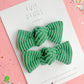 Kelly Green Ribbed Knot Bow Pigtail Set