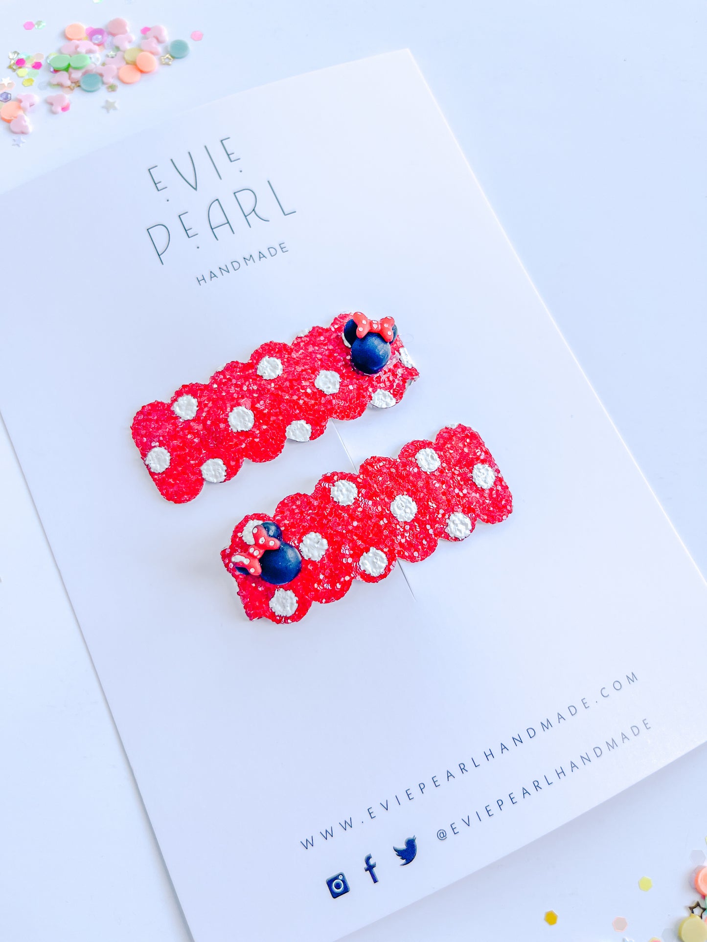 Red Dot Girl Mouse Pigtail Snap Clips