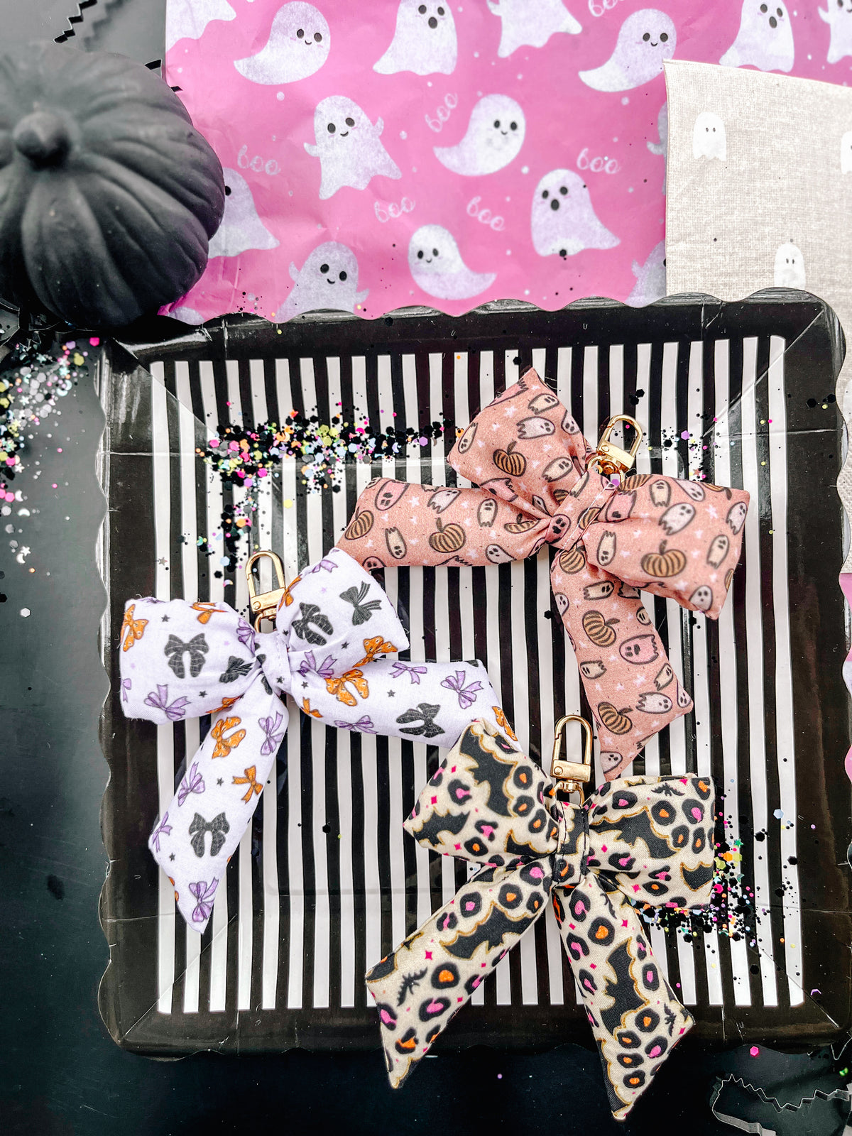 Spooky cute Halloween Puffy Bow Keychains