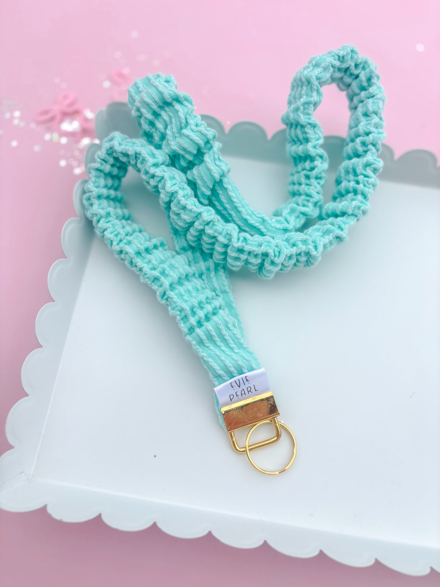 Teal Ribbed Teacher Gift Set- Lanyard| Knotted Headband| Scrunchie