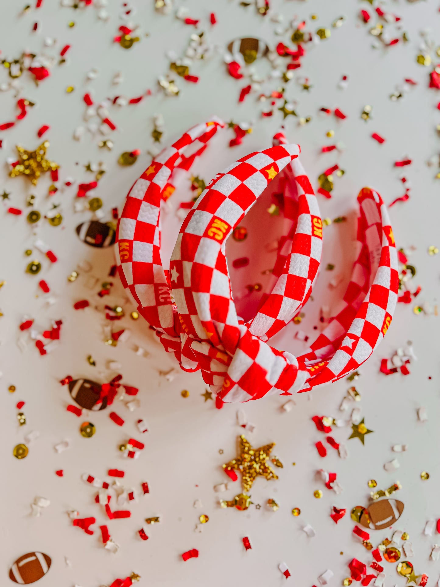 KC Red Checkered Knotted Headband