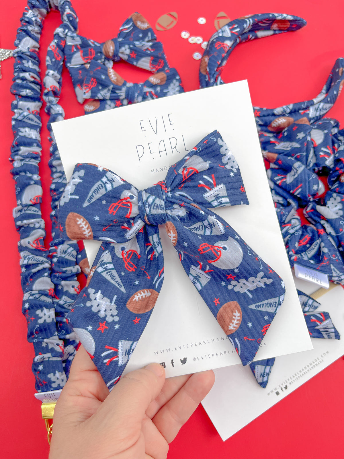 New England Patriots Hair Accessories | Bows, Scrunchies & Headbands