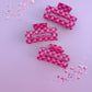 Pink Heart Rectangle Medium Claw Clip