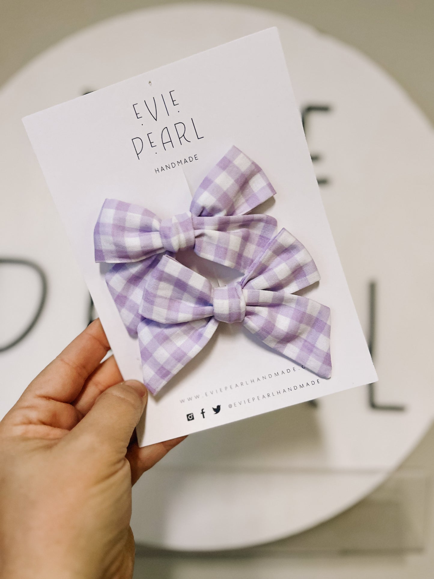 Purple Gingham Medium pinwheel pigtails