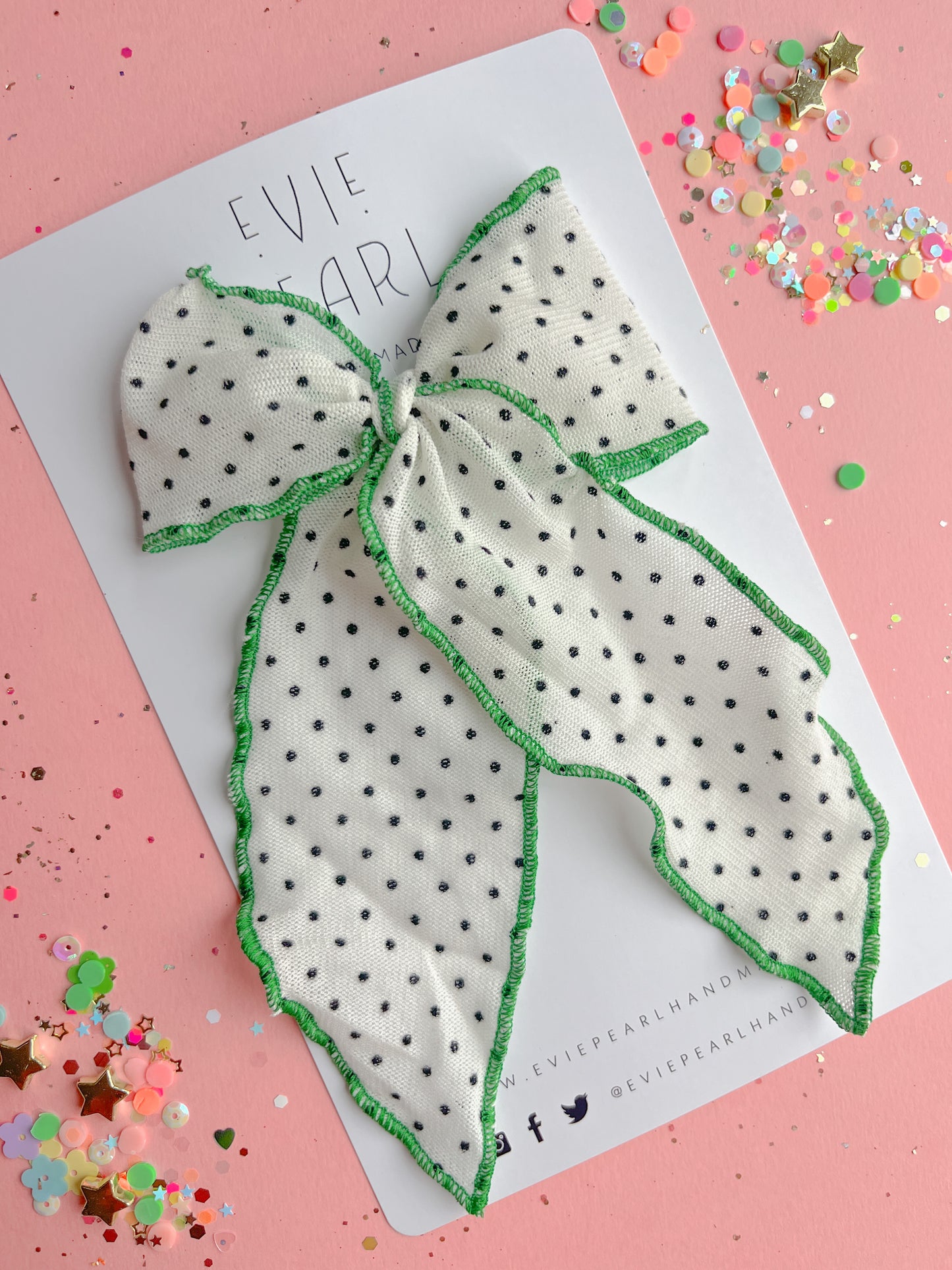 Oversized Green Polka Dot Bow