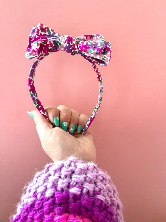 Floral Purple/Pink Bow Headband for girls