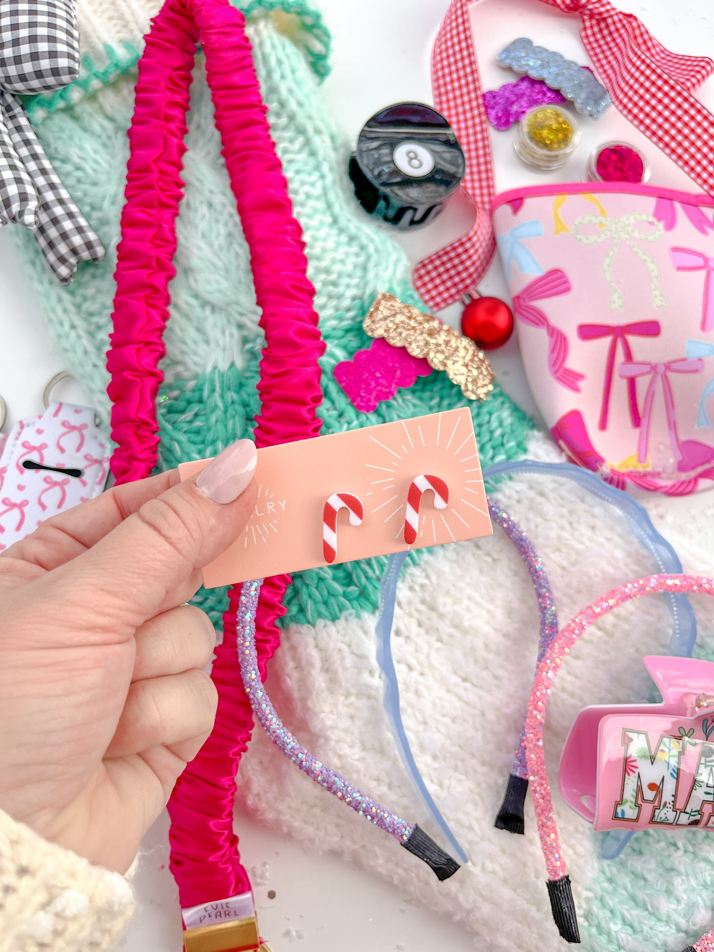 Red & White Candy Cane Earrings for Girls & Women