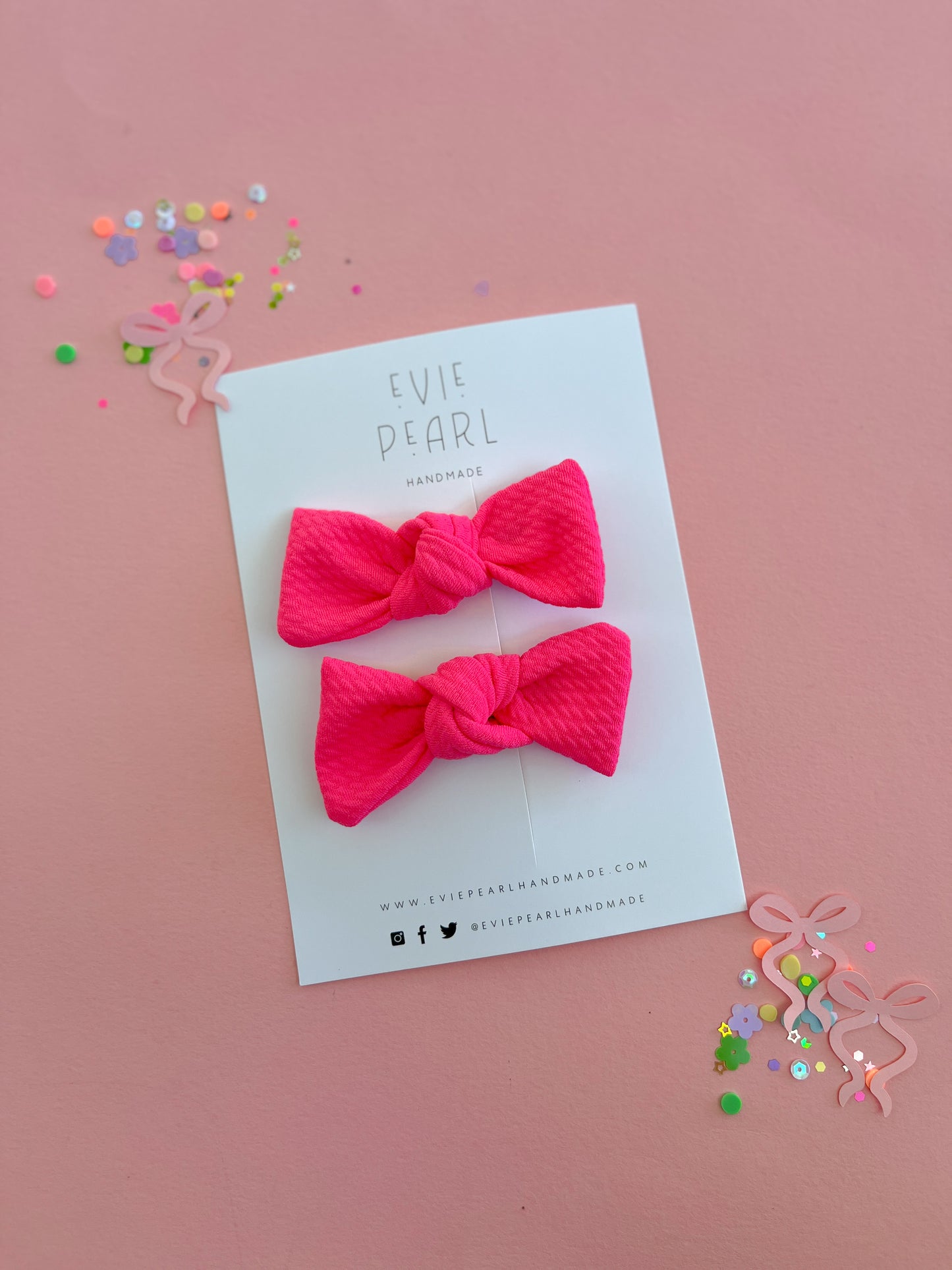Flamingo Pink Knot Bow Pigtails