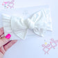 White Solid Baby Bow Turban