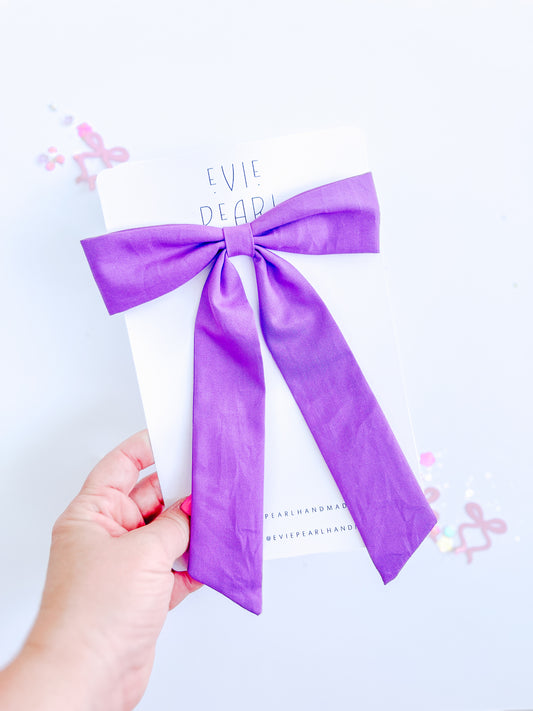 Purple Solid Longtailed Bow