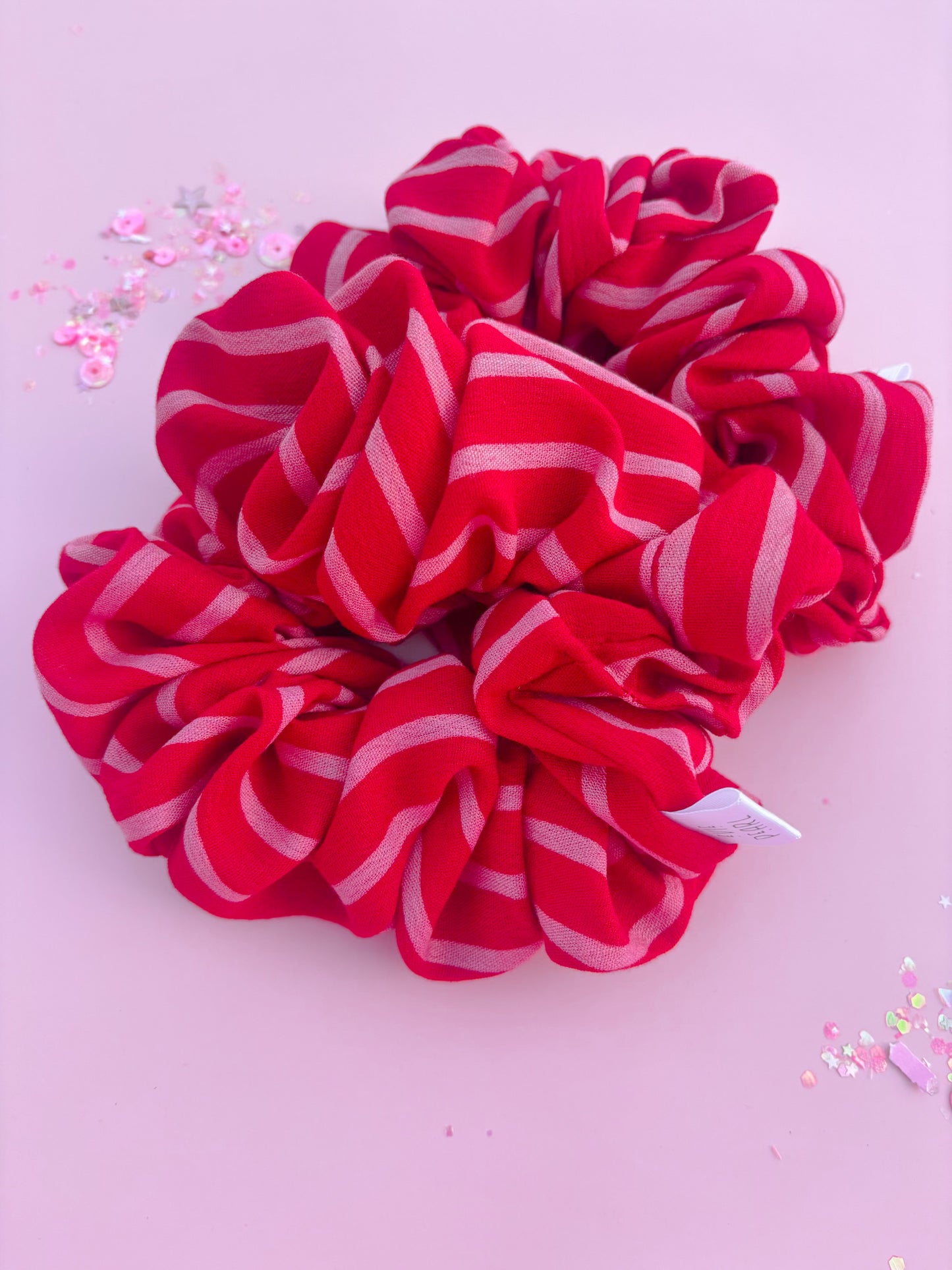 Red & Pink Stripe Oversized Scrunchy