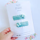 Blue Mouse Bows Pigtail Snap Clip Set