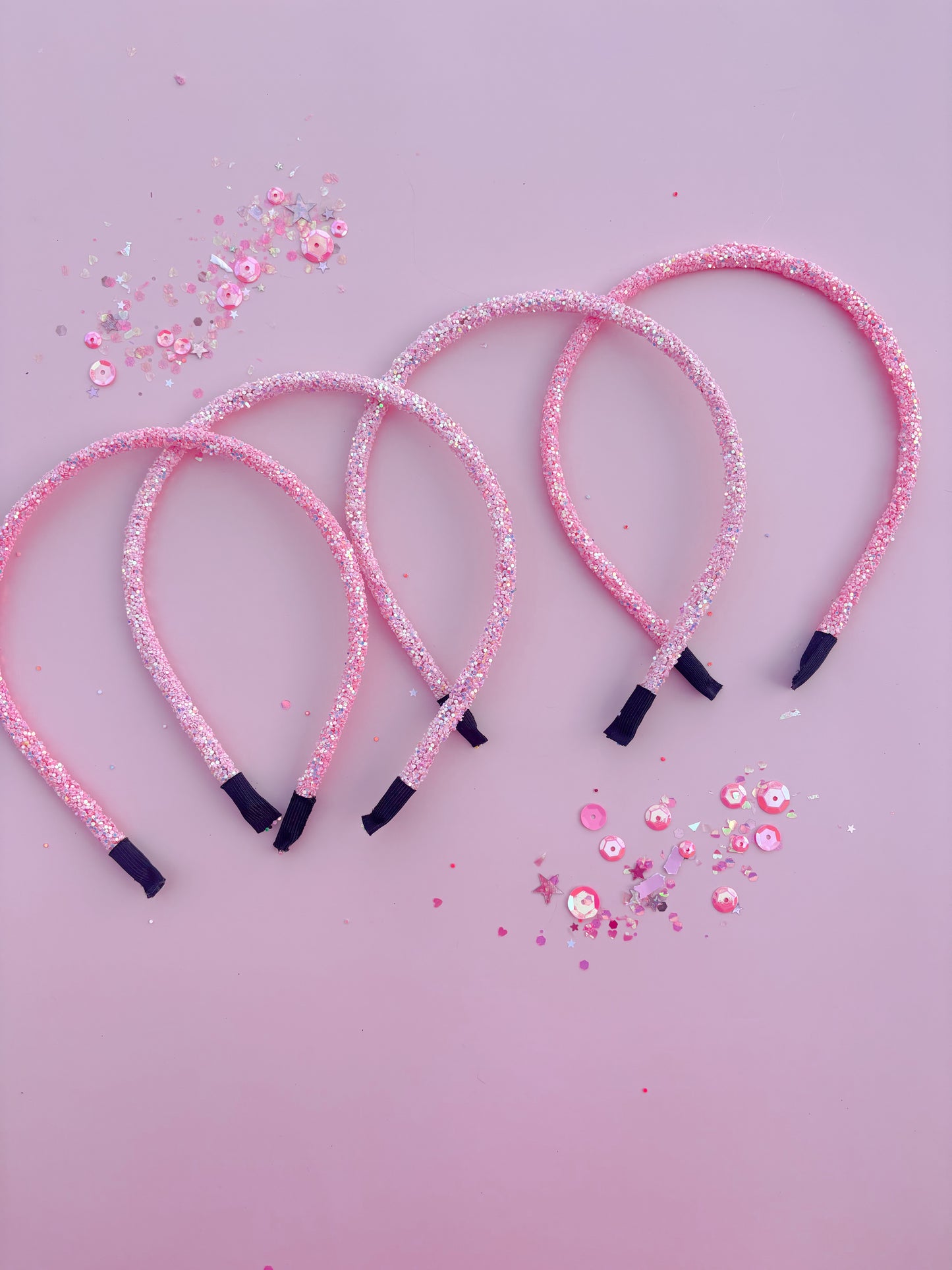 Light Pink Glitter Headbands for Girls