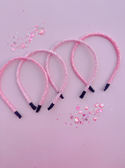 Light Pink Glitter Headbands for Girls