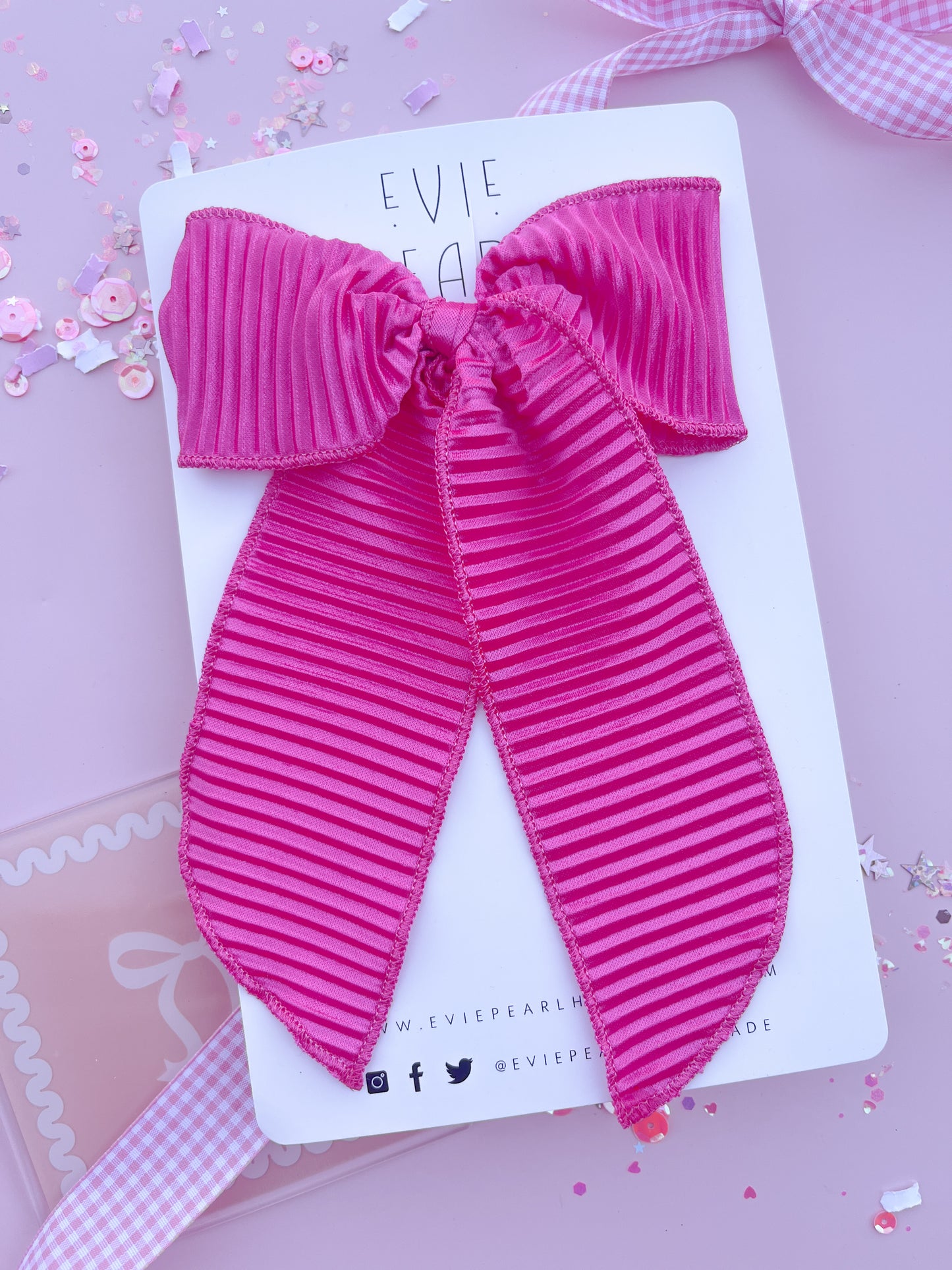 Hot Pink Crinkle Silk Oversized Bow