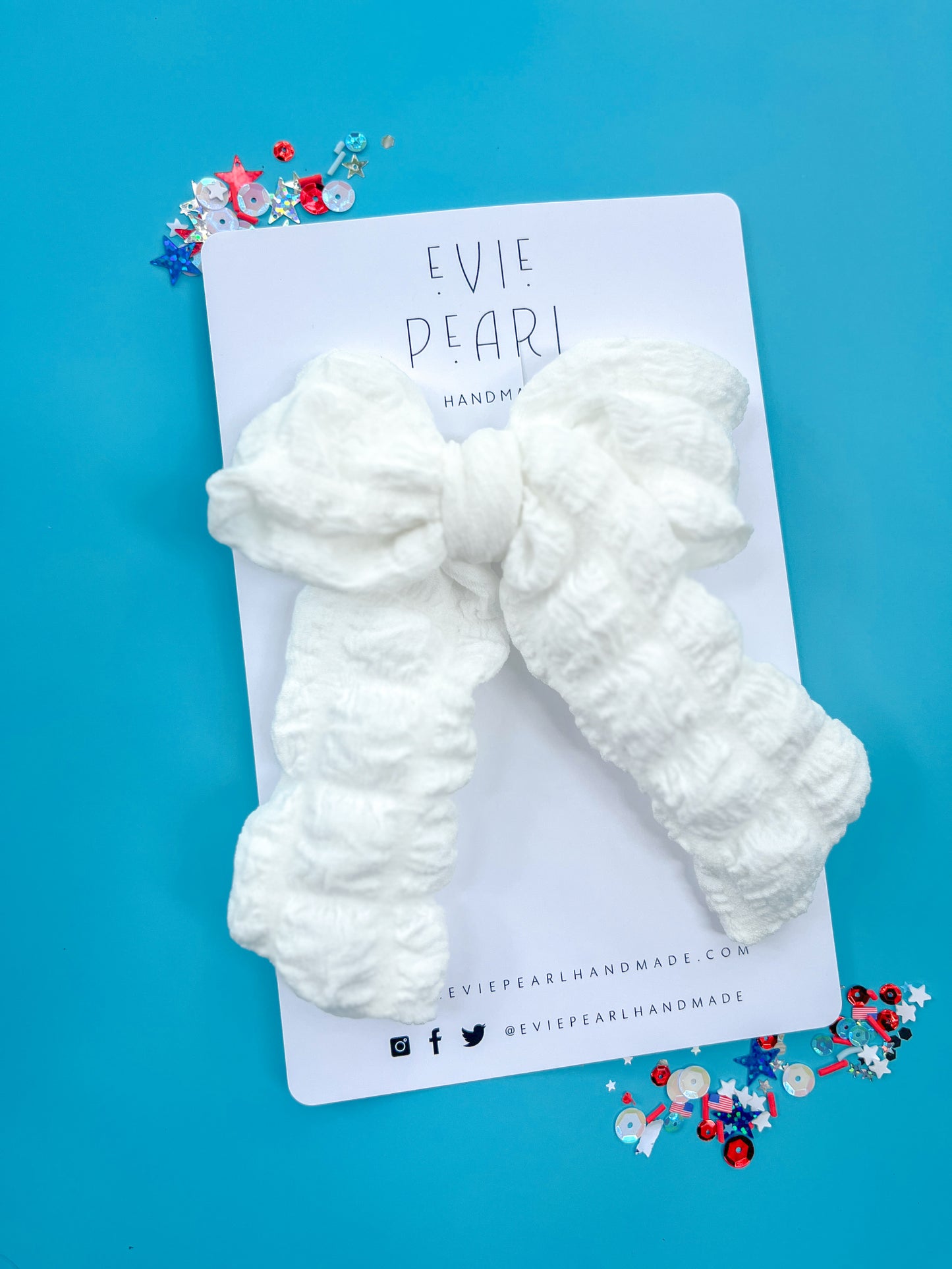 White Crinkle XL Pinwheel Bow