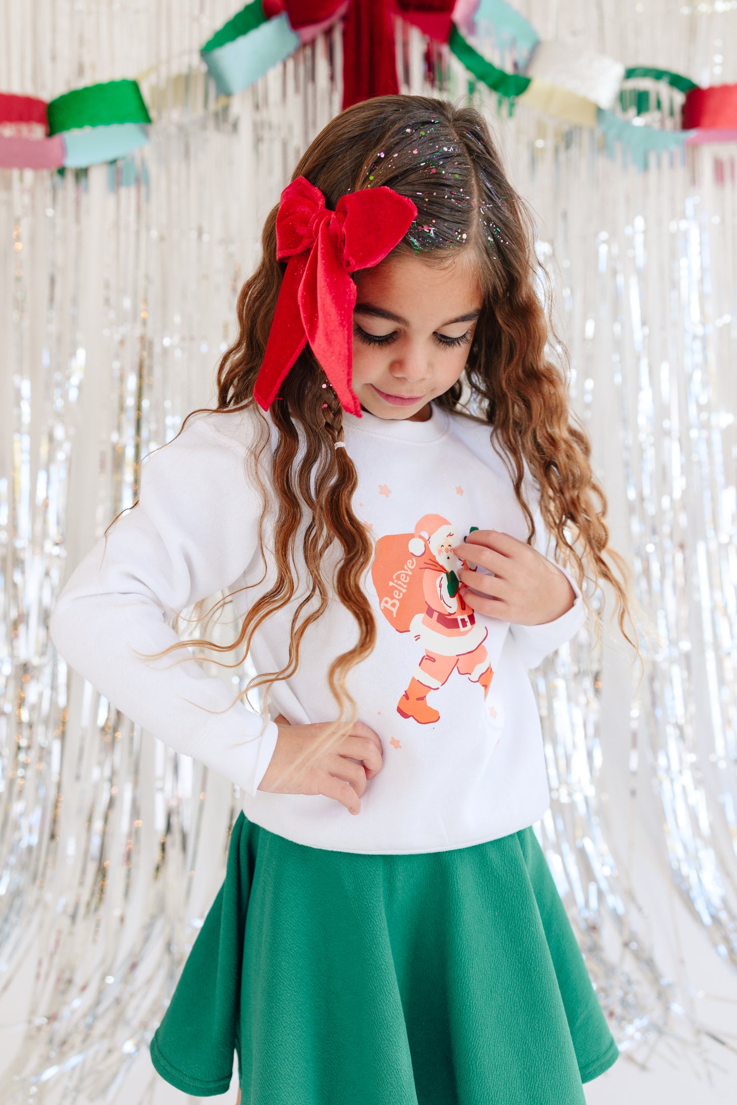 Oversized Red Glitter Velvet Bow