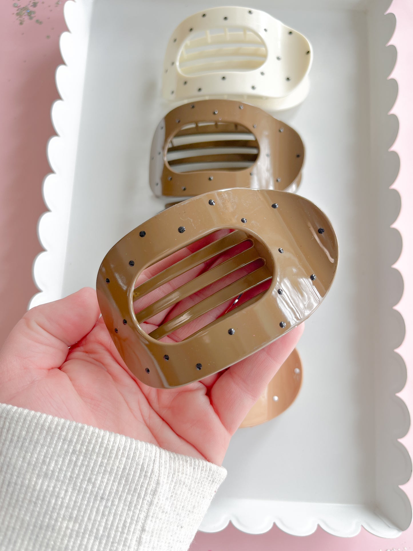 Polka Dot Flat Claw Clip