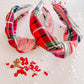 White Plaid Knotted Headband