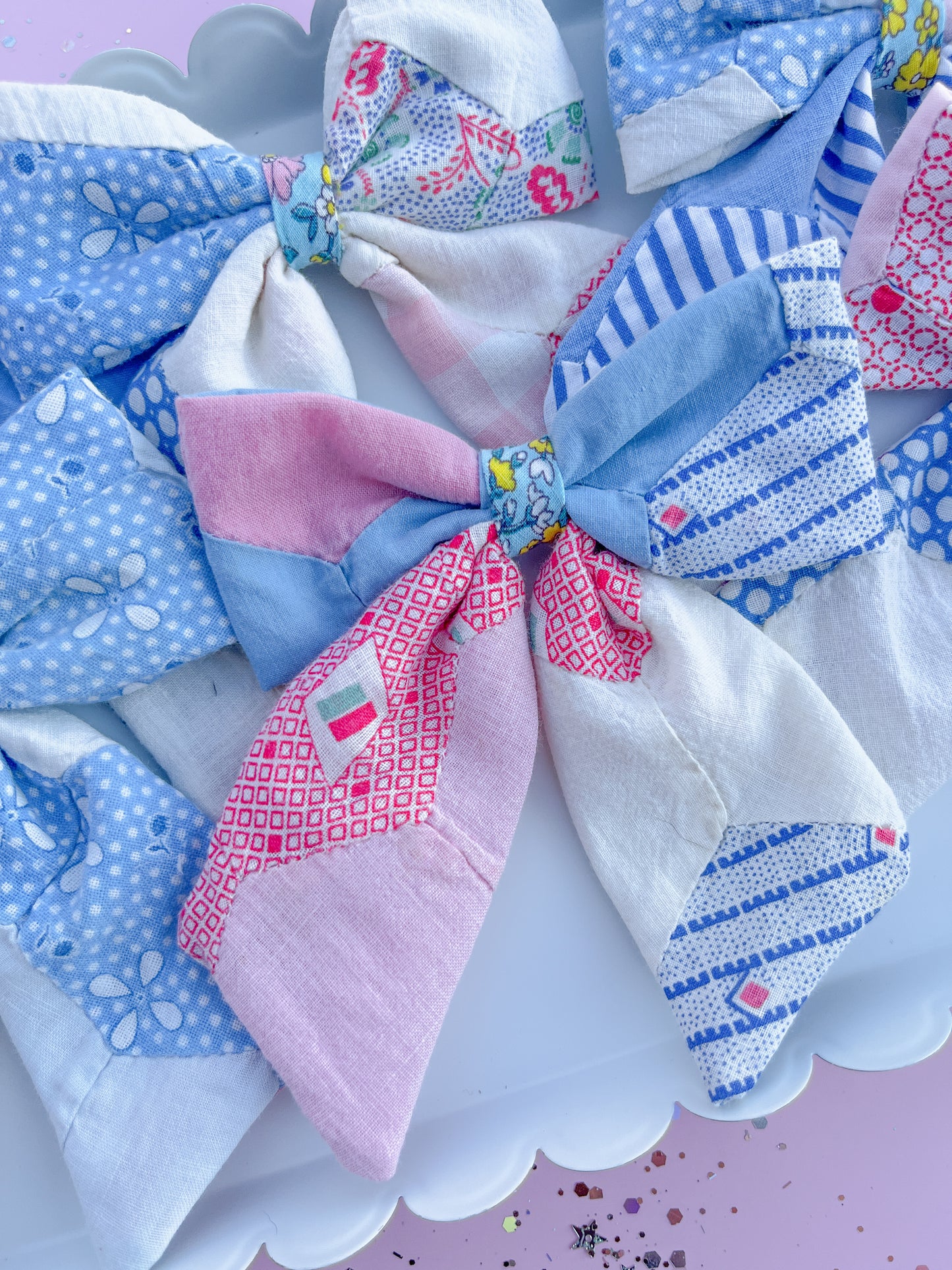 Heirloom Patchwork Quilted Medium Sailor Bow for Girls & Women