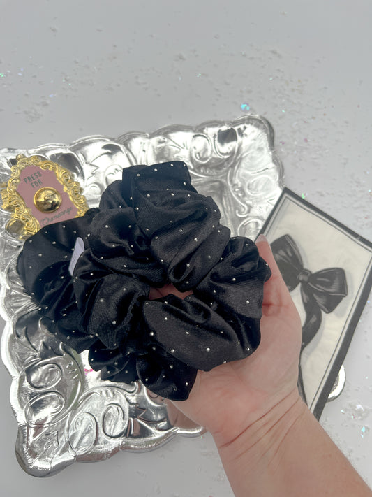 Black Rhinestone Velvet Oversized Scrunchy