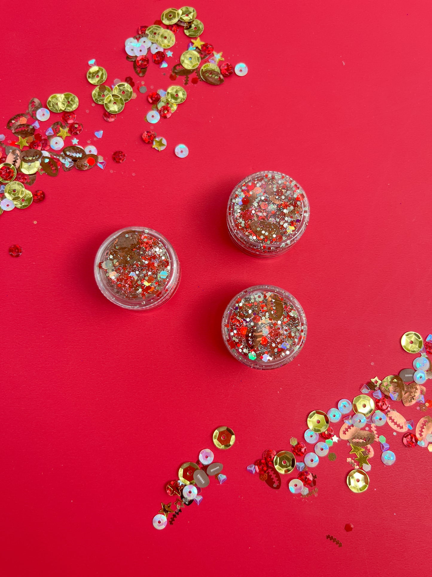 Red Silver Football Hair Glitter Game Day Gel