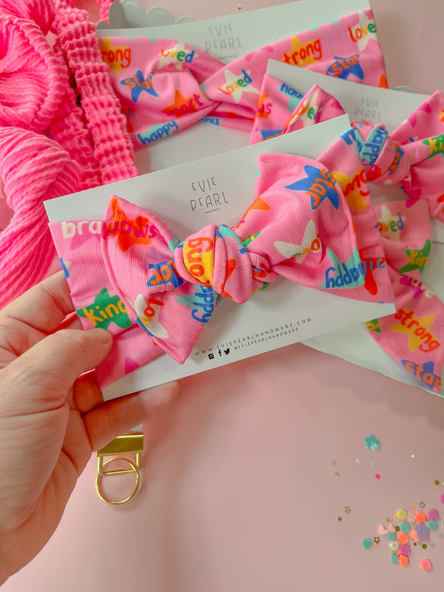 Pink Positive Affirmation Baby Bow Turban