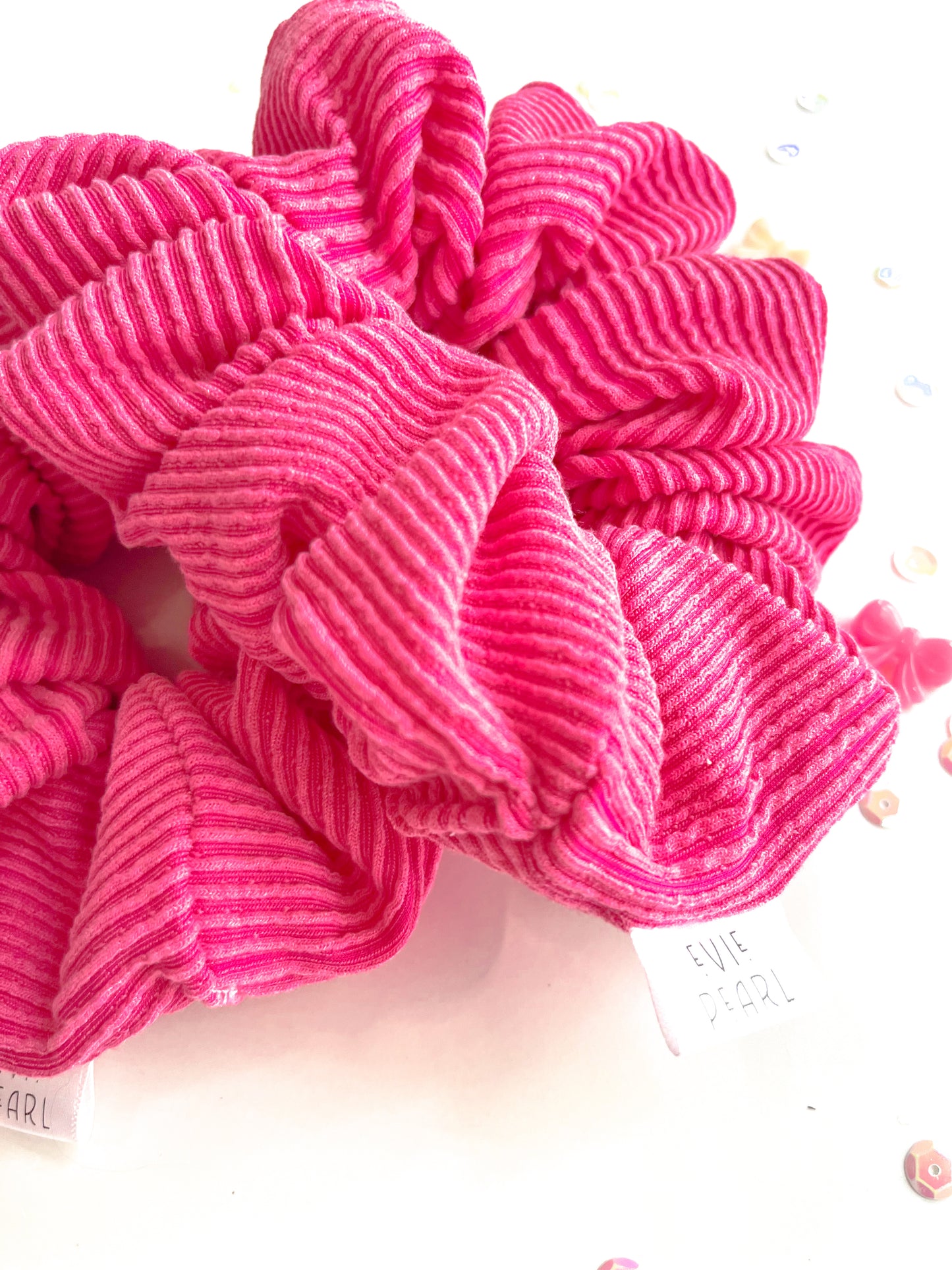 Candy Pink Ribbed Oversized Scrunchy