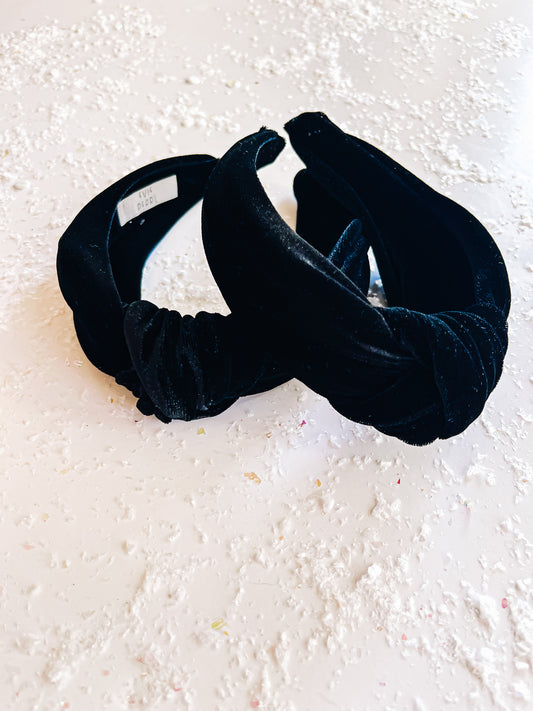 Black Velvet Knotted Headband